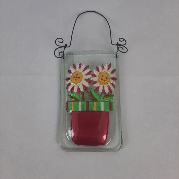 Fused Glass Hanging Pocket Flower Vase - Picture 2 of 9